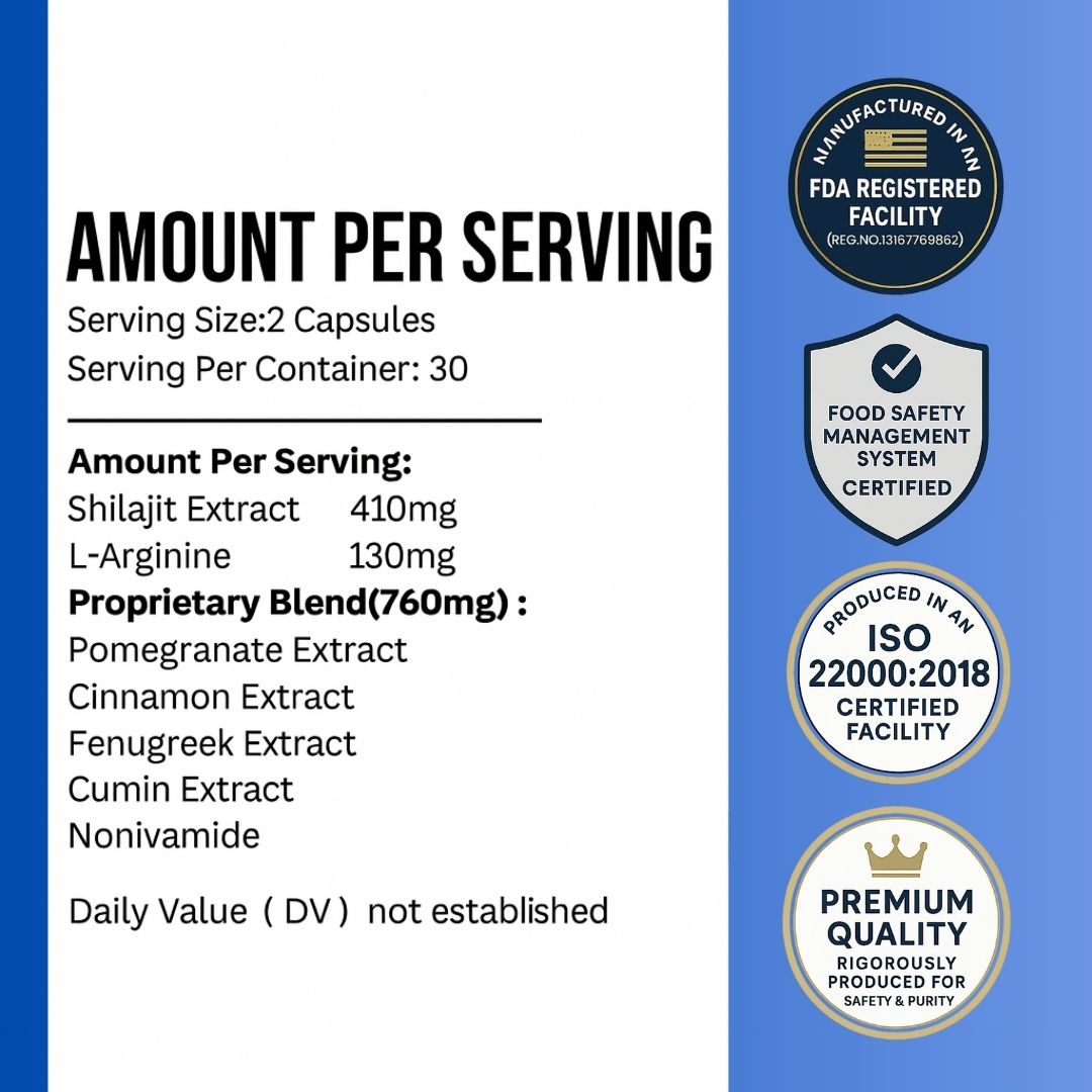 Shilajit Ultra – Optimal Potency Pure Himalayan Resin | 85+ Trace Minerals | Energy, Cognitive & Vitality Support | Extra Strength Capsules