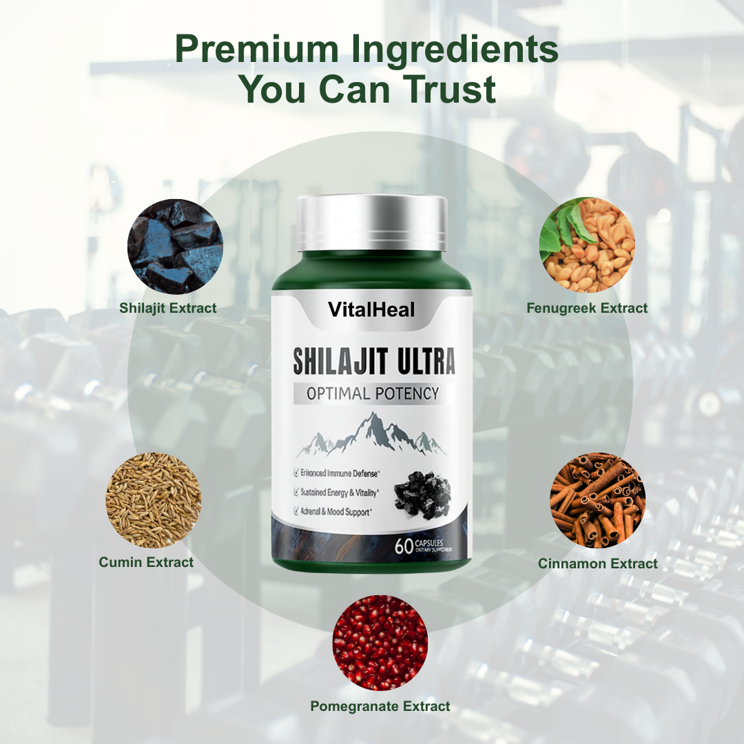 Shilajit Ultra – Optimal Potency Pure Himalayan Resin | 85+ Trace Minerals | Energy, Cognitive & Vitality Support | Extra Strength Capsules