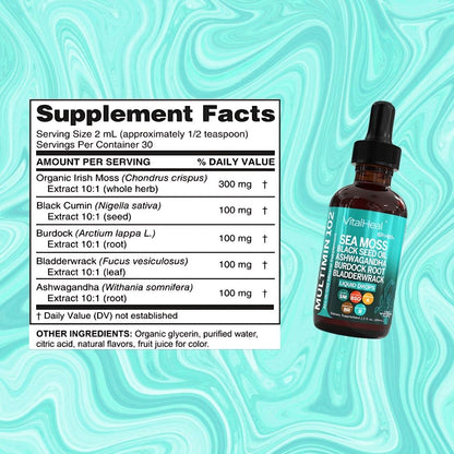 Sea Moss Liquid Drops with Black Seed Oil for Ultimate Wellness Support